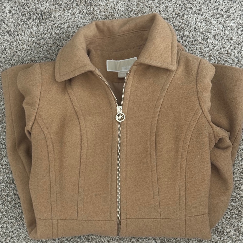 Michael Kors tan Peacoat with hood